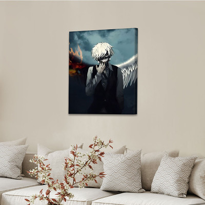 لوحة كانفاس على إطار خشبي بتصميم كين أنمي طوكيو غو...