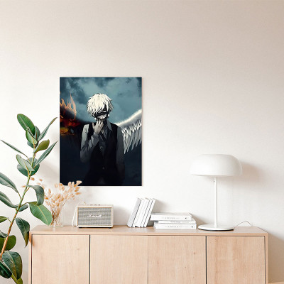 لوحة كانفاس على إطار خشبي بتصميم كين أنمي طوكيو غو...