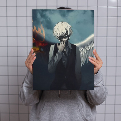 لوحة كانفاس على إطار خشبي بتصميم كين أنمي طوكيو غو...