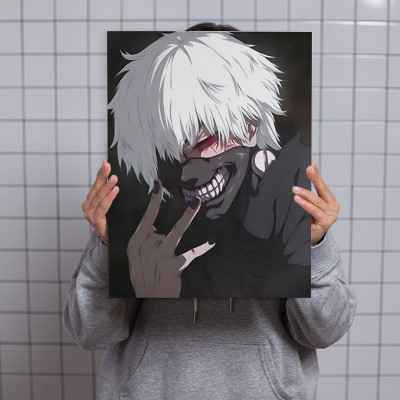 لوحة كانفاس على إطار خشبي بتصميم كين أنمي طوكيو غو...