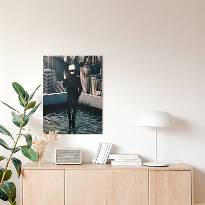 لوحة كانفاس على إطار خشبي بتصميم غوجو أنمي جوجوتسو...