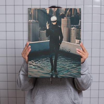 لوحة كانفاس على إطار خشبي بتصميم غوجو أنمي جوجوتسو...