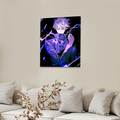 لوحة كانفاس على إطار خشبي بتصميم غوجو أنمي جوجوتسو...