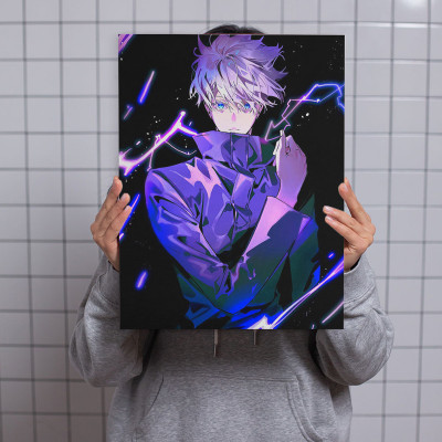 لوحة كانفاس على إطار خشبي بتصميم غوجو أنمي جوجوتسو...