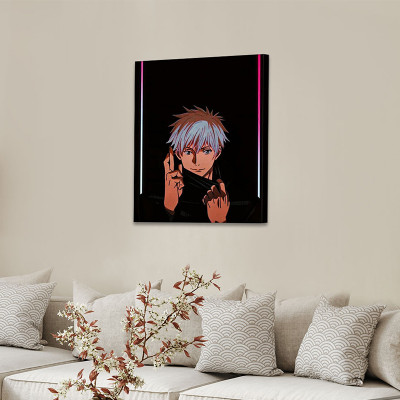 لوحة كانفاس على إطار خشبي بتصميم غوجو أنمي جوجوتسو...