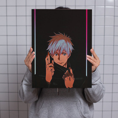 لوحة كانفاس على إطار خشبي بتصميم غوجو أنمي جوجوتسو...