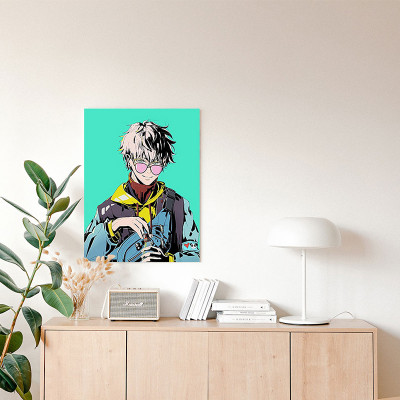 لوحة كانفاس على إطار خشبي بتصميم غوجو أنمي جوجوتسو...