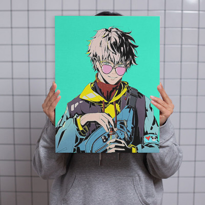 لوحة كانفاس على إطار خشبي بتصميم غوجو أنمي جوجوتسو...