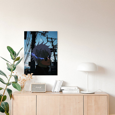 لوحة كانفاس على إطار خشبي بتصميم غوجو أنمي جوجوتسو...