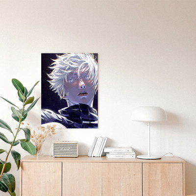 لوحة كانفاس على إطار خشبي بتصميم غوجو أنمي جوجوتسو...