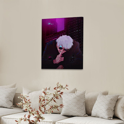 لوحة كانفاس على إطار خشبي بتصميم غوجو أنمي جوجوتسو...