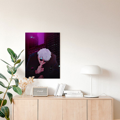 لوحة كانفاس على إطار خشبي بتصميم غوجو أنمي جوجوتسو...