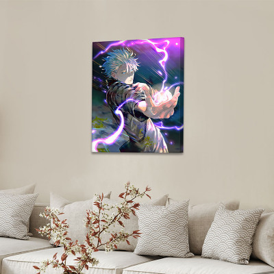 لوحة كانفاس على إطار خشبي بتصميم غوجو أنمي جوجوتسو...