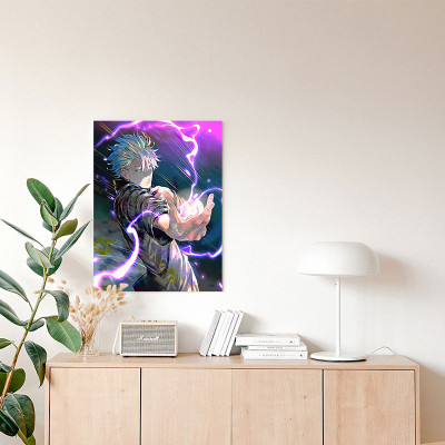 لوحة كانفاس على إطار خشبي بتصميم غوجو أنمي جوجوتسو...