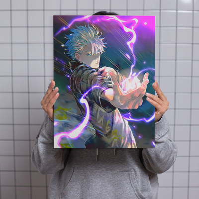 لوحة كانفاس على إطار خشبي بتصميم غوجو أنمي جوجوتسو...