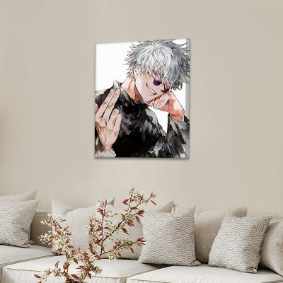 لوحة كانفاس على إطار خشبي بتصميم غوجو أنمي جوجوتسو...