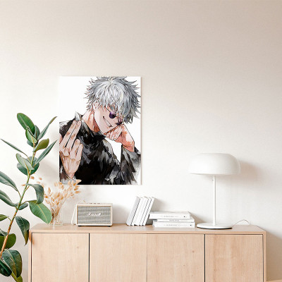 لوحة كانفاس على إطار خشبي بتصميم غوجو أنمي جوجوتسو...