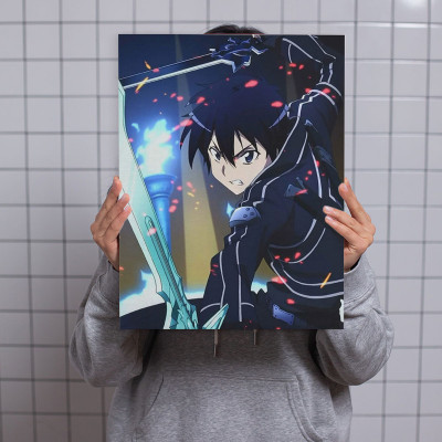 لوحة كانفاس على إطار خشبي بتصميم كيريتو أنمي سورد...