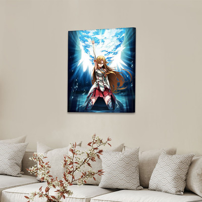 لوحة كانفاس على إطار خشبي بتصميم اسونا أنمي سورد آ...