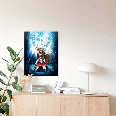 لوحة كانفاس على إطار خشبي بتصميم اسونا أنمي سورد آ...