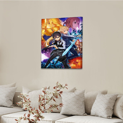 لوحة كانفاس على إطار خشبي بتصميم شخصيات أنمي سورد...
