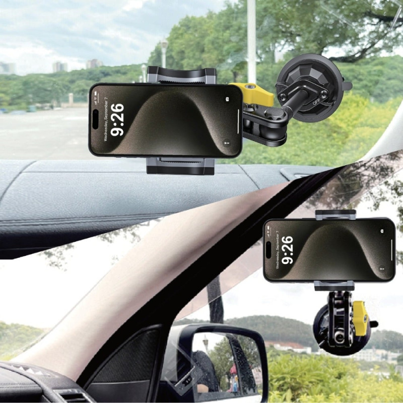 حامل جوال يوفو 2 في 1 قاعدة شفط قوية وذراع ممتد لث...