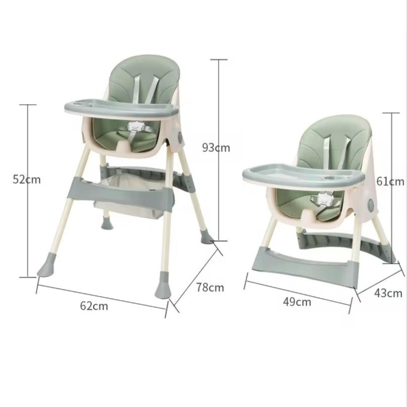 كرسي طعام للاطفال يحتوي على 3 مستويات قابل للطي مع...