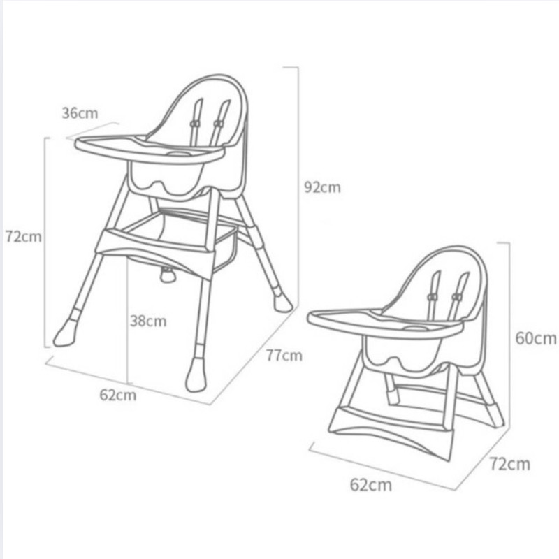 كرسي طعام للاطفال يحتوي على 3 مستويات قابل للطي مع...