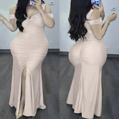 فستان سهرة نسائي بقصة ماسكة وتصميم عصري مثير