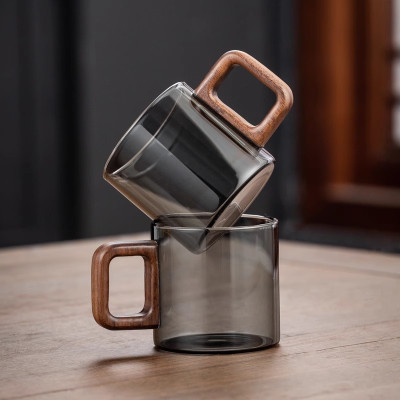 1 قطعة كوب شاي زجاجي مقاوم للحرارة مع مقبض الجوز 1...