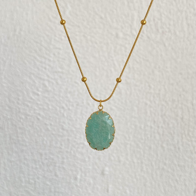 Dodohao-الأزرق الطبيعي امازونيتي حجر قلادة قلادة ط...