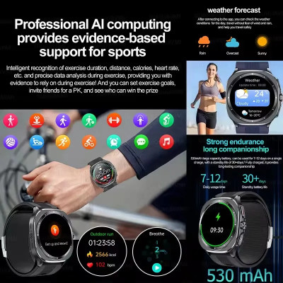 قياس وسادة هوائية ساعة ذكية للرجال ECG مضخة هواء ض...
