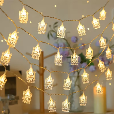 مصباح رمضان LED صغير على شكل فانوس شفاف يعمل بالبط...