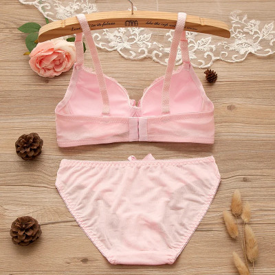 Girl Sweet Wireless Bra Lace Bows Underwear Sets B...