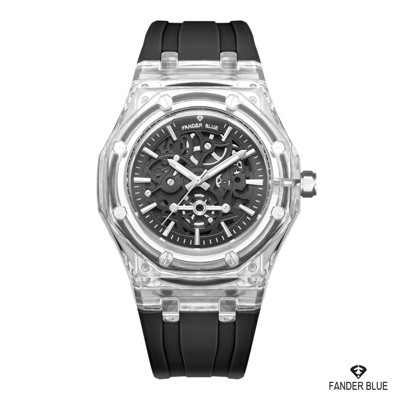 ساعة رجالي فندر بلو ربل شفاف 1