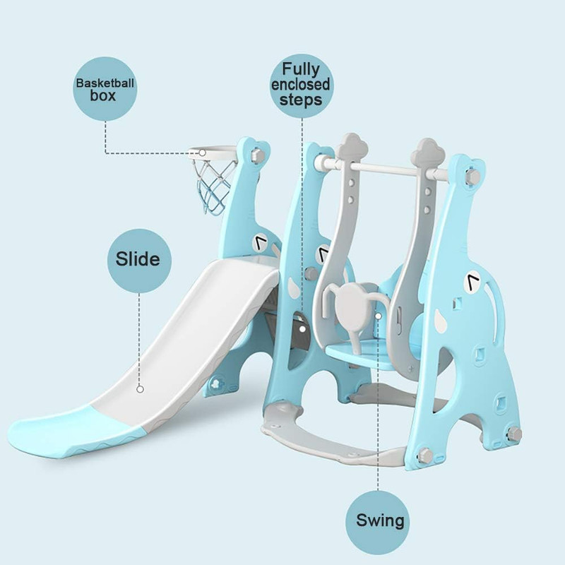 زحليقة مع مرجيحة وسلم تسلق و حلقة كرة سلة 4*1 ,123...