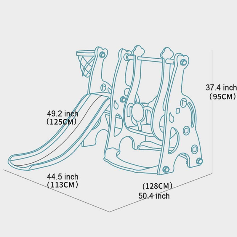 زحليقة مع مرجيحة وسلم تسلق و حلقة كرة سلة 4*1 ,123...