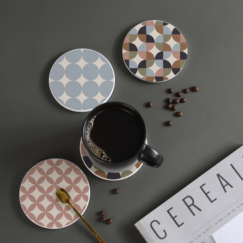 LOWHA Set of 4 Ceramic Coasters printed with beautiful designs suitable