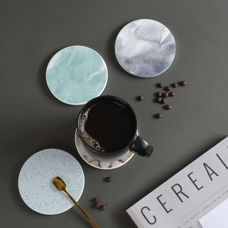 LOWHA Set of 4 Ceramic Coasters printed with beautiful designs suitable