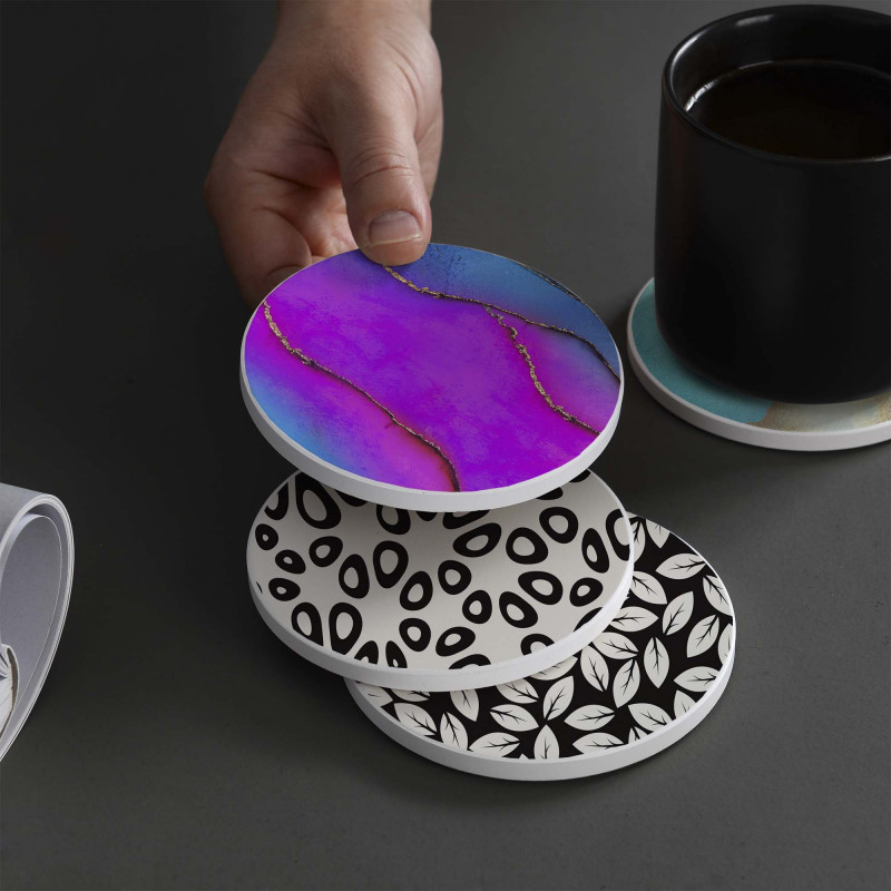 LOWHA Set of 4 Ceramic Coasters printed with beautiful designs suitable