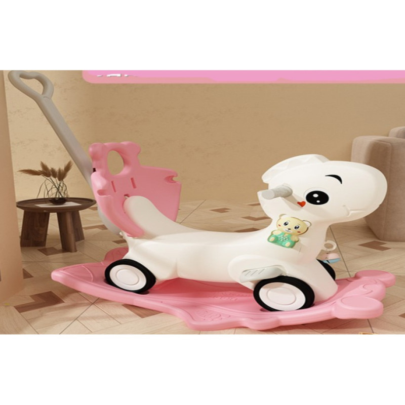 حصان هزاز مع مسند للظهر للأطفال الصغار مع لوح تواز...