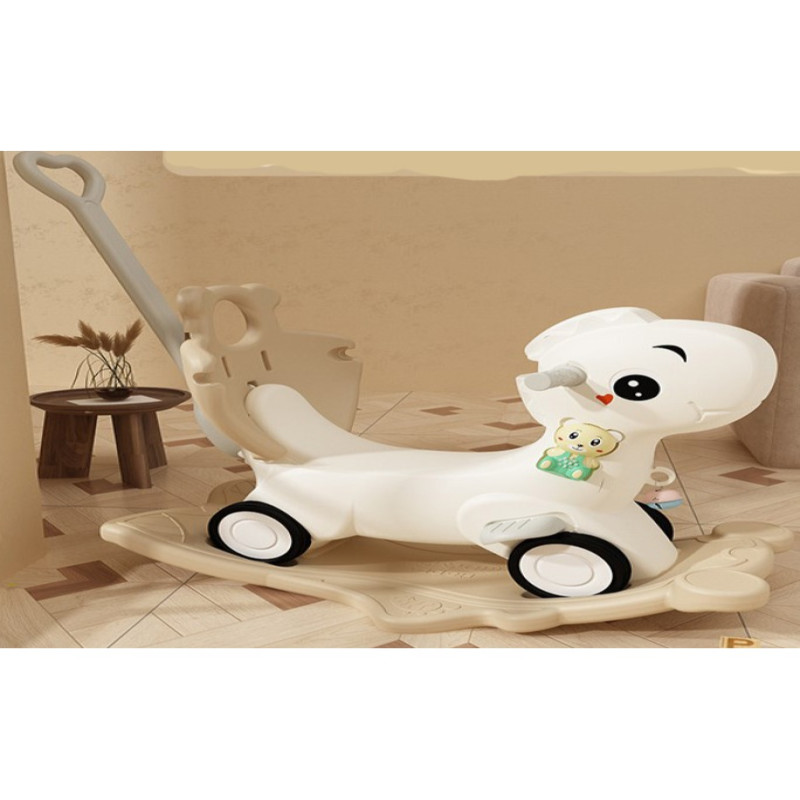 حصان هزاز مع مسند للظهر للأطفال الصغار مع لوح تواز...