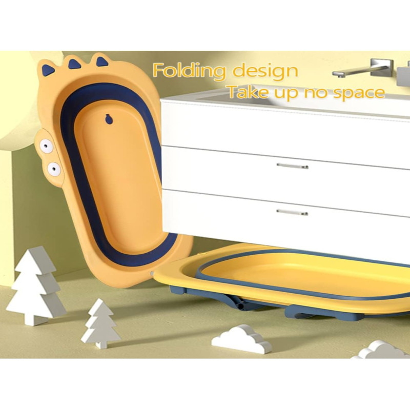 حوض استحمام للأطفال قابل للطي على شكل تمساح مع مخر...