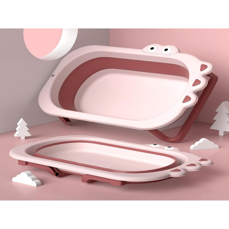 حوض استحمام للأطفال قابل للطي على شكل تمساح مع مخر...