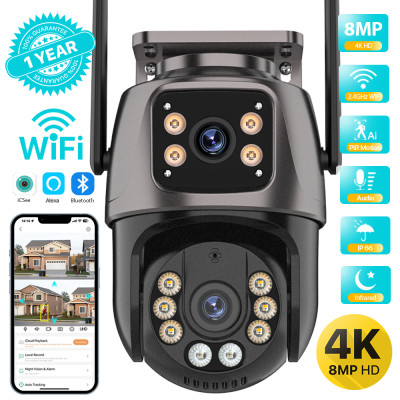4K 8MP HD Wifi PTZ Camera Outdoor 4MP Dual Lens Du...