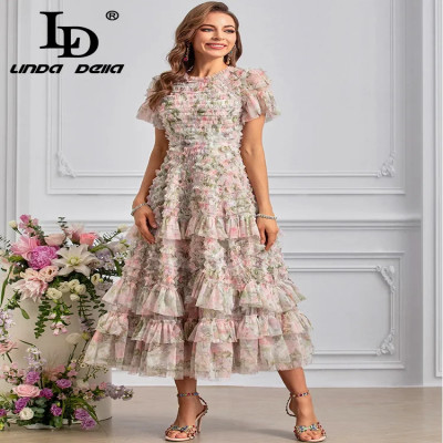 فستان صيفي من إل دي ليندا ديلا، فستان بوهيمي للنسا...