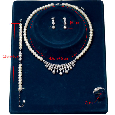 مجموعة مجوهرات الزفاف للنساء ، عقد من اللؤلؤ ، أقر...