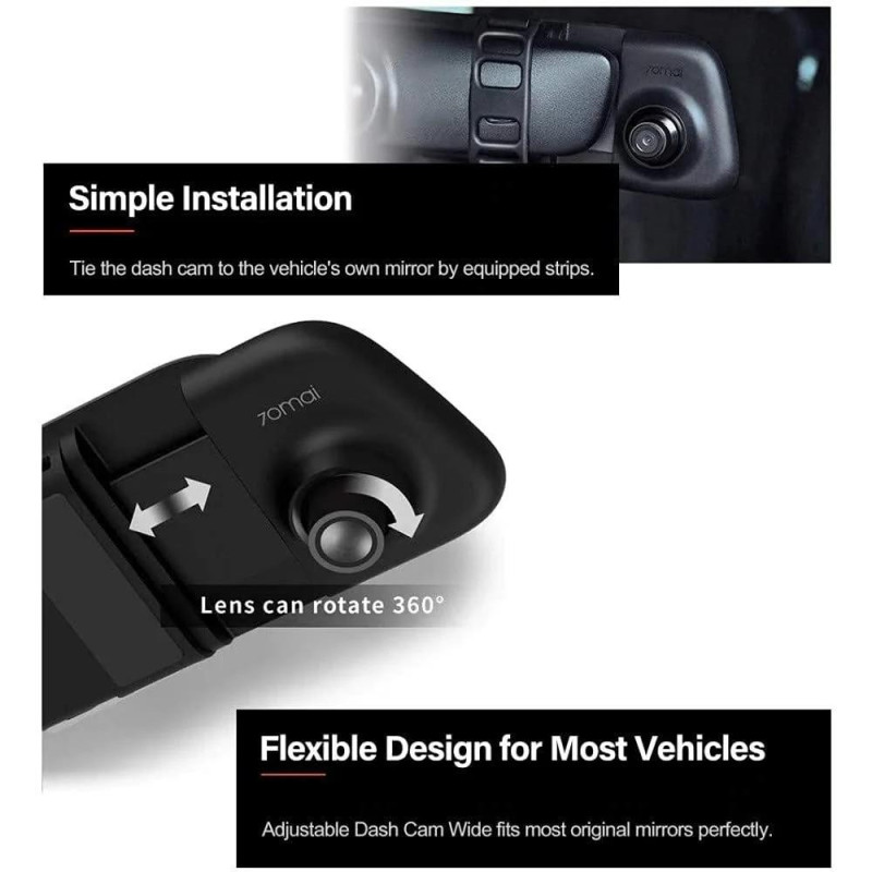 داش كام اماميه وخلفيه 70mai للرؤية الليلية