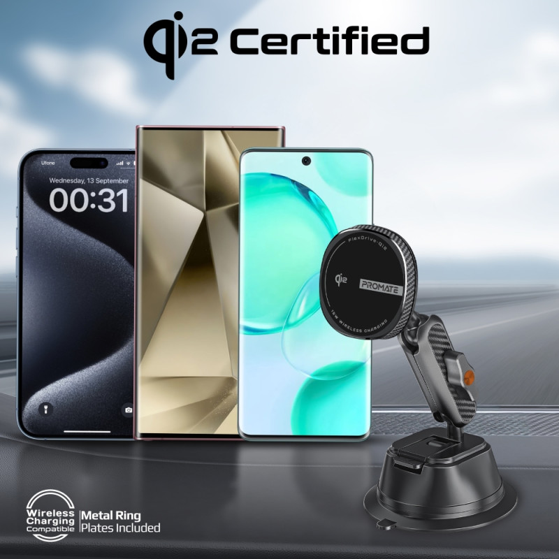 شاحن سيارة لاسلكي بتقنية FlexiGrip™ Qi2 يدعم الشحن...