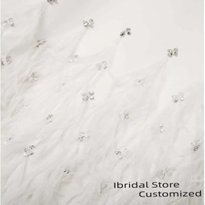 فستان حفلة موسيقية مخصص على شكل حرف a مع ريشة بطول...